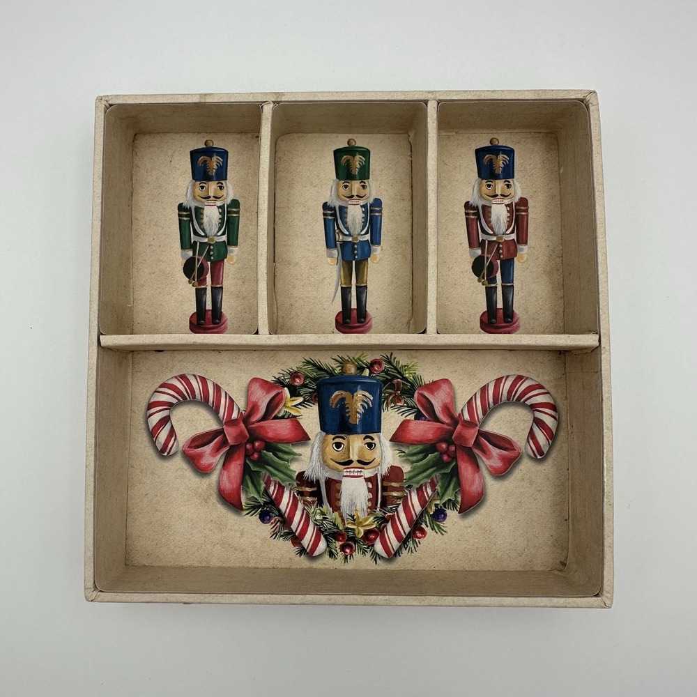 Vintage Paper Cardboard Divided‎ Trinket Tray Nutcracker Christmas Nostalgia